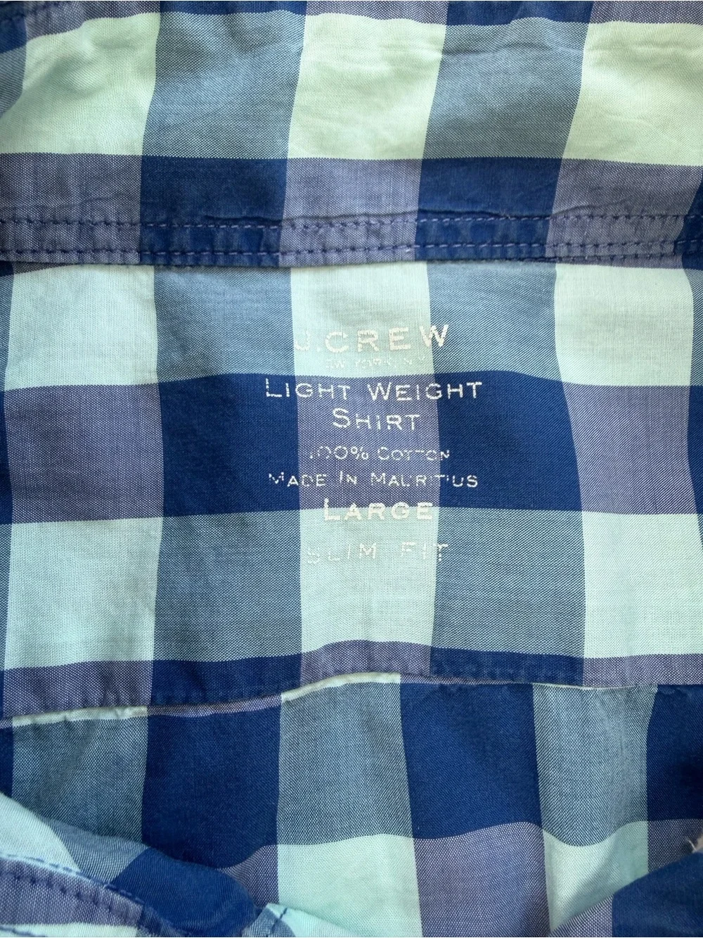 J.Crew Lightweight Gingham Button Down Shirt Large Slim Fit